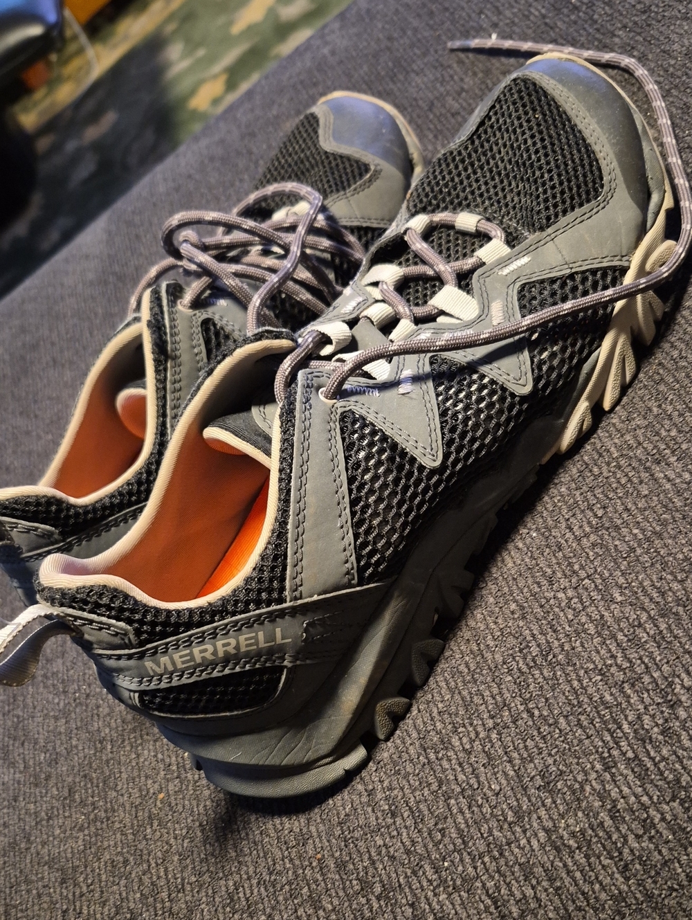 Merrell Men's Dark Gray and Orange Trail Sneakers